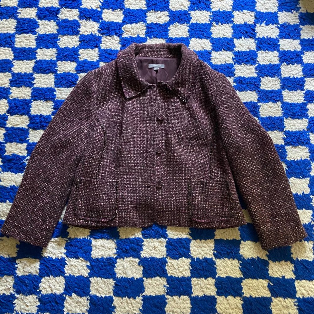 Ann Taylor Purple and Pink Tweed Blazer - Size 16